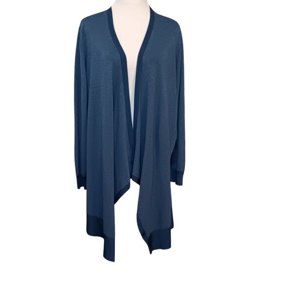NEW CHICO'S 3 Long Cardigan Sweater Topper Duster XL SOFT Blue Office Career - Picture 12 of 14